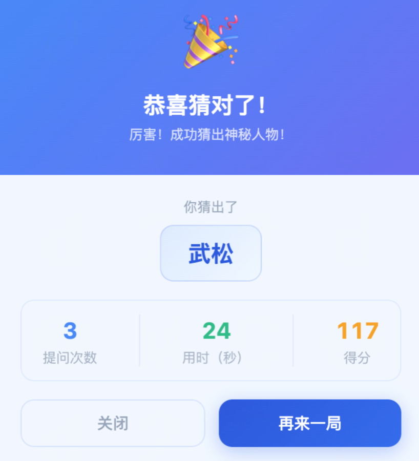 默认生成的猜人物游戏页面